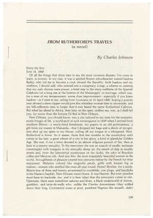Item #419993 [Offprint]: From Rutherford's Travels [first chapter of The Middle Passage]. Charles...