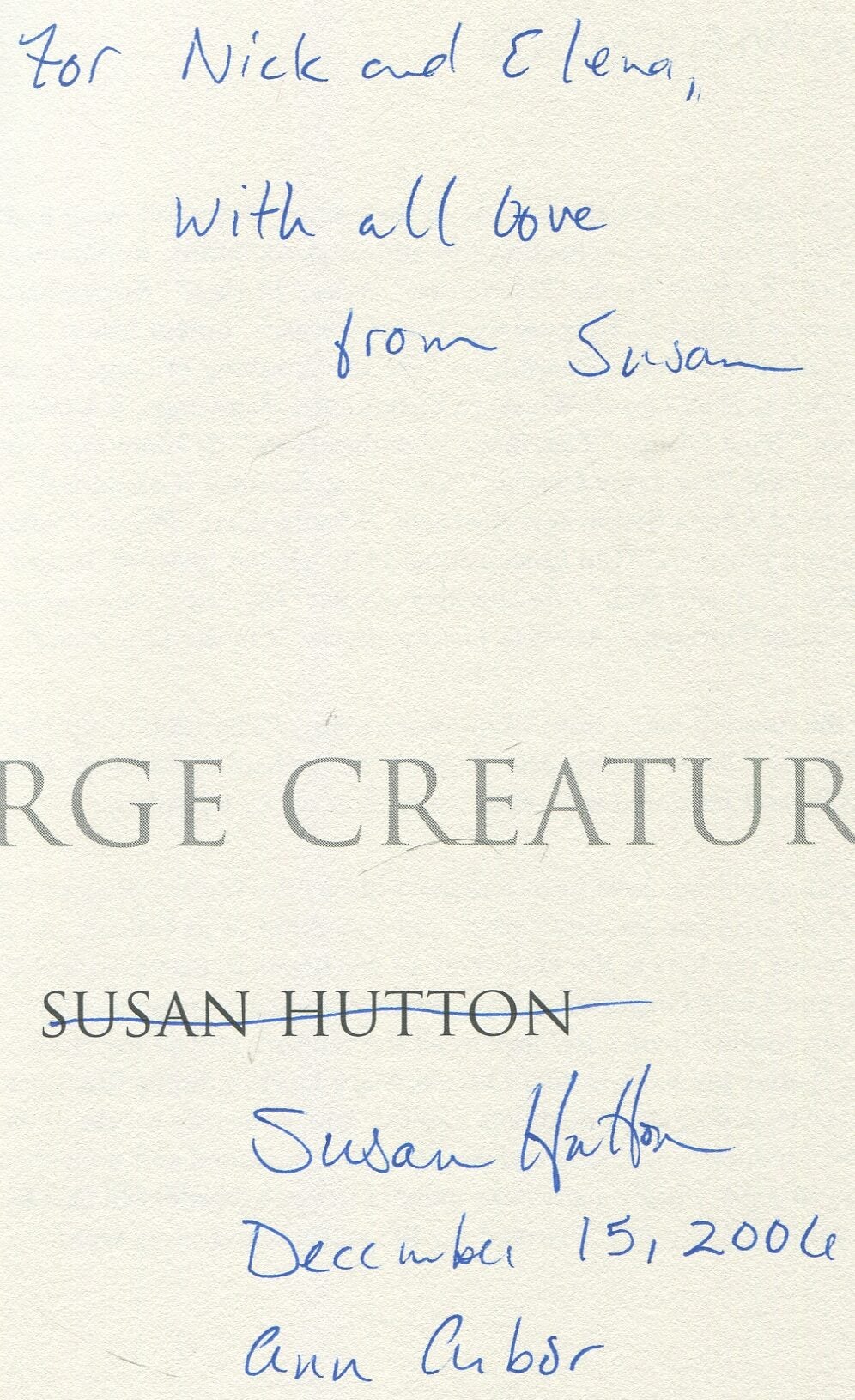On the Vanishing of Large Creatures | Susan HUTTON