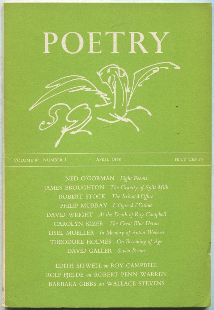 Item #422144 Poetry: Volume XCII, Number 1, April 1958. Edith SITWELL, Robert Penn Warren, Henry RAGO.