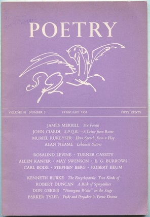 Item #422146 Poetry: Volume XCI, Number 5, February 1958. Robert DUNCAN, James Merrill, Henry RAGO