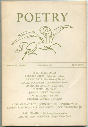 Item #422148 Poetry: Volume XCI, Number 3, December 1957. John ASHBERY, Karl Shapiro, Henry RAGO