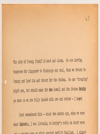 (Archive): Typed Journal Entries from a Chief Radio Officer Onboard the SS Jean Lafitte during the start of World War II