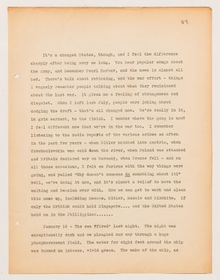 (Archive): Typed Journal Entries from a Chief Radio Officer Onboard the SS Jean Lafitte during the start of World War II