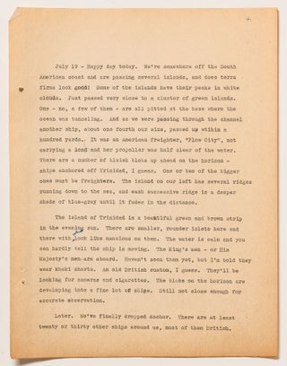 (Archive): Typed Journal Entries from a Chief Radio Officer Onboard the SS Jean Lafitte during the start of World War II
