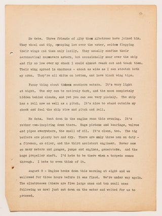 (Archive): Typed Journal Entries from a Chief Radio Officer Onboard the SS Jean Lafitte during the start of World War II