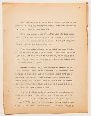 (Archive): Typed Journal Entries from a Chief Radio Officer Onboard the SS Jean Lafitte during the start of World War II