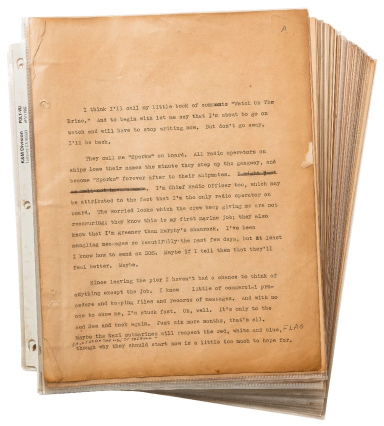 Item #422722 (Archive): Typed Journal Entries from a Chief Radio Officer Onboard the SS Jean Lafitte during the start of World War II