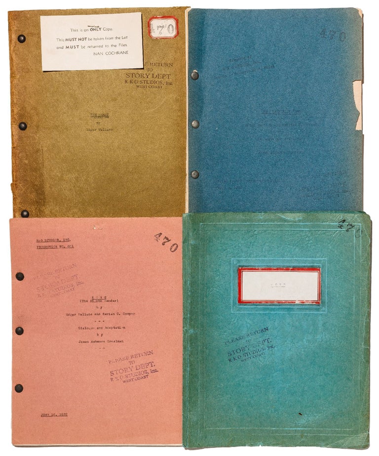 Item #422891 The Studio's Own Copies of Four Successive Scripts for King Kong, with the three-part script for Creation, the unfinished film that directly influenced its production. Edgar WALLACE, James Ashmore Creelman, Ruth Rose.