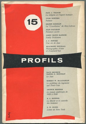 Item #423323 Profils: Numéro 15, Printemps 1956. John Crowe Ransom Yvor Winters, B. F. Skinner,...