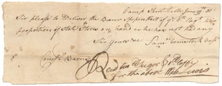 Item #423353 Revolutionary War Soldier's Ration Request for Sugar and Coffee. Saml COMSTOCK