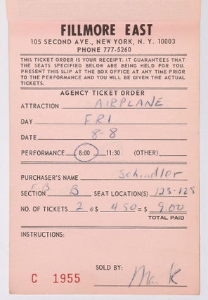 (Archive): New York City's Fillmore East Ticket Pad from 1969 Featuring Music Performances
