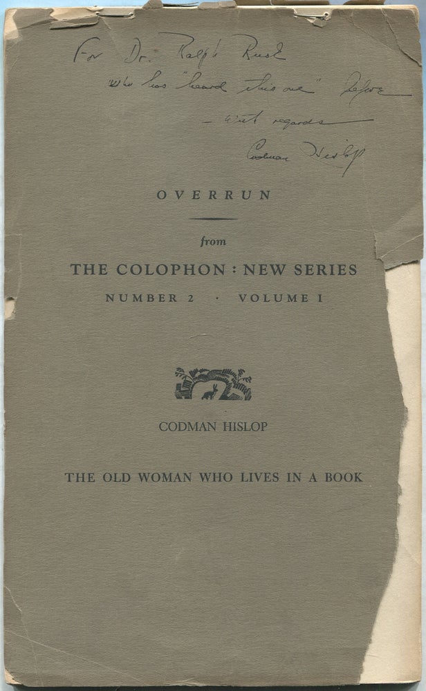 Item #423531 The Old Woman Who Lives in a Book: Overrun from The Colophon: New Series, Number 2, Volume I. Codman HISLOP.