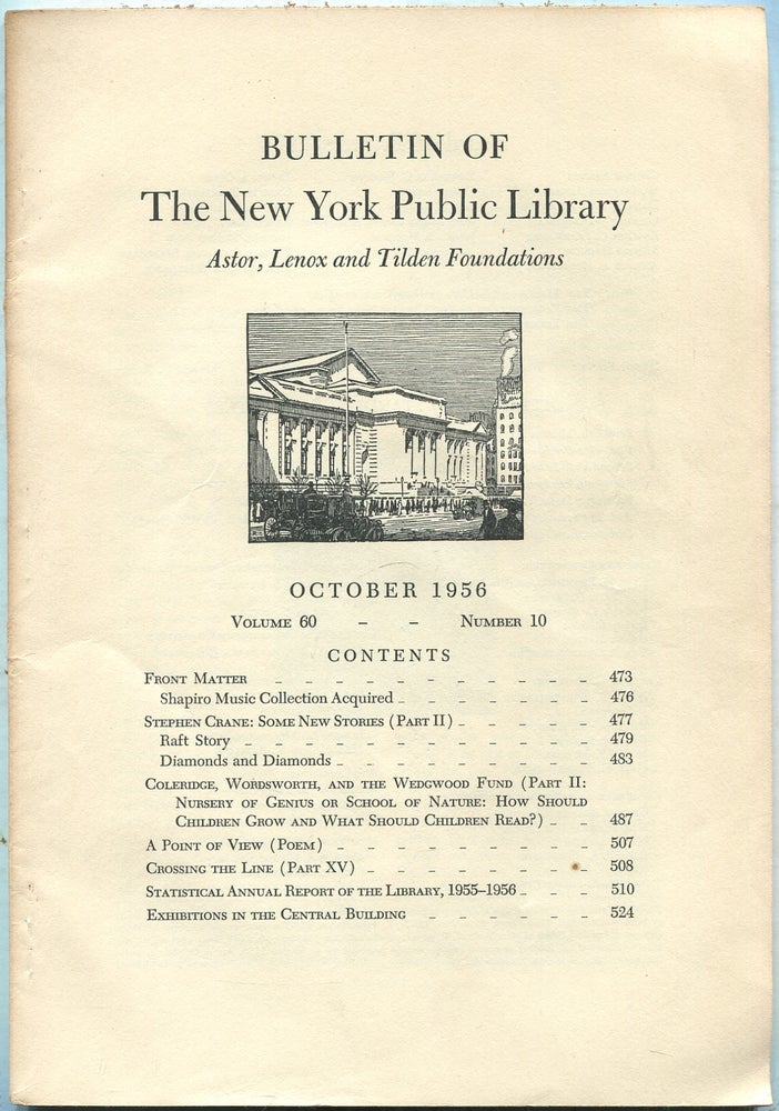 Item #423640 Bulletin of The New York Public Library: October 1956, Volume 60, Number 10. David V. ERDMAN.