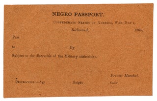 Item #423831 [Partially Printed Document]: Negro Passport, Confederate States of America....