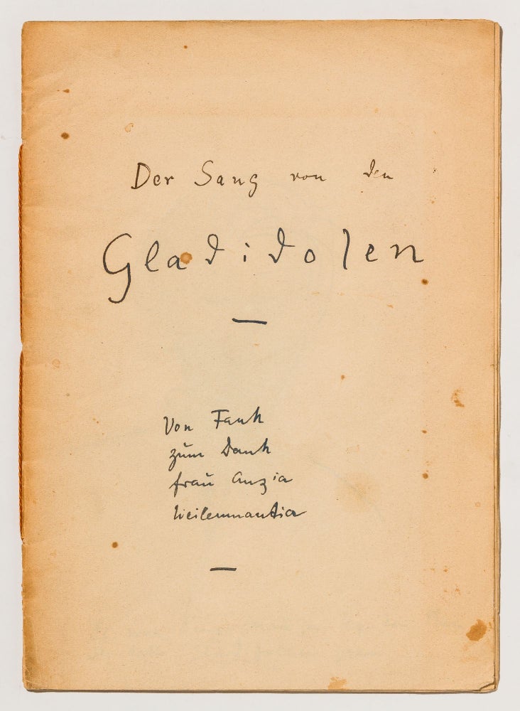 Item #423853 [Manuscript]: Der Sang von den Gladidolen. ANONYMOUS, Adrien Turel.