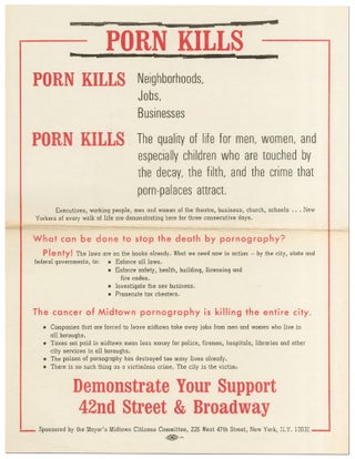 Item #423924 [Flyer or small broadside]: Porn Kills... Demonstrate Your Support 42nd Street &...