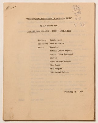 Recording Script Archive of MGM Record Producer Herb Galewitz