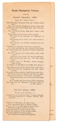 Item #424012 Some Hampton Verses. Sara A. COLLINS, H. W. Ludlow, A H. McNeal