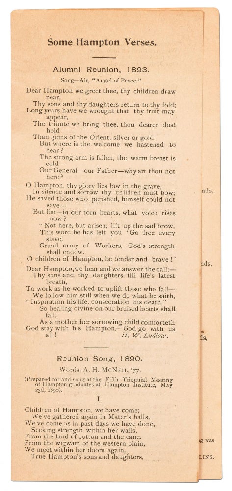 Item #424012 Some Hampton Verses. Sara A. COLLINS, H. W. Ludlow, A H. McNeal.