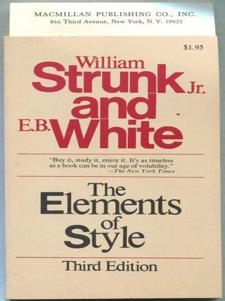 Item #424435 The Elements of Style. William STRUNK, Jr