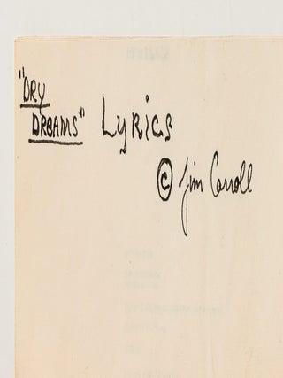 [Proof Lyrics Sheet]: Dry Dreams