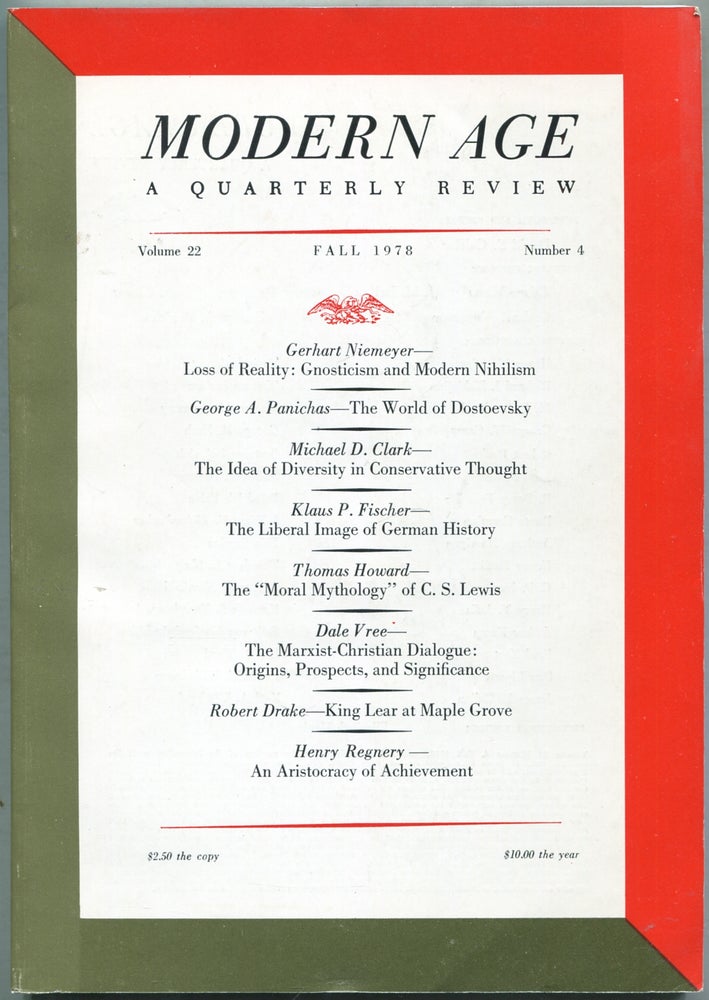 Item #424905 Modern Age: A Quarterly Review: Fall 1978, Volume 22, Number 4. David S. COLLIER.