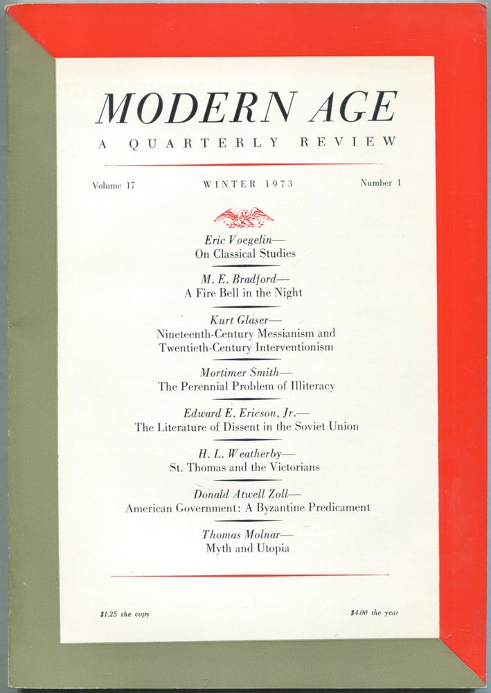 Item #424907 Modern Age: A Quarterly Review: Winter 1973, Volume 17, Number 1. David S. COLLIER.