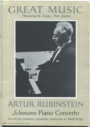 Item #424911 Great Music: Announcing the Society's Next Selection: Artur Rubinstein: Schumann...