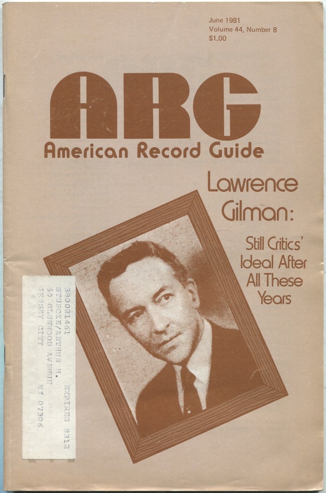 Item #425247 ARG: American Record Guide: June 1981, Volume 44, Number 8. John CRONIN.