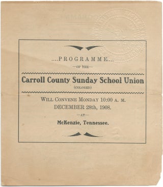 Item #425966 Programme of the Carroll County Sunday School Union (Colored), Will Convene Monday...