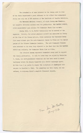 [Archive]: An Archive of Letters, Documents, and Statements Pertaining to Senator Joe McCarthy During the Height of McCarthyism