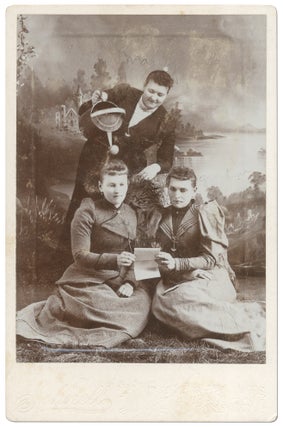 Item #426599 [Cabinet card]: A Curious Tableau of Three Women