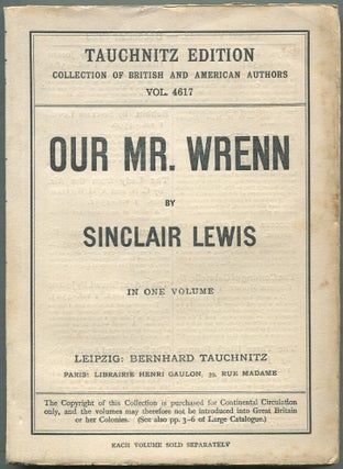 Item #427867 Our Mr. Wrenn. Sinclair LEWIS
