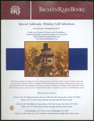 Item #429469 Bauman Rare Books: Special Addenda: Holiday Gift Selections: Catalogue: Madison/Gifts