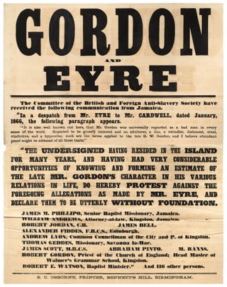 Item #429759 [Very Large Broadside]: Gordon and Eyre. The Committee of the British and Foreign...
