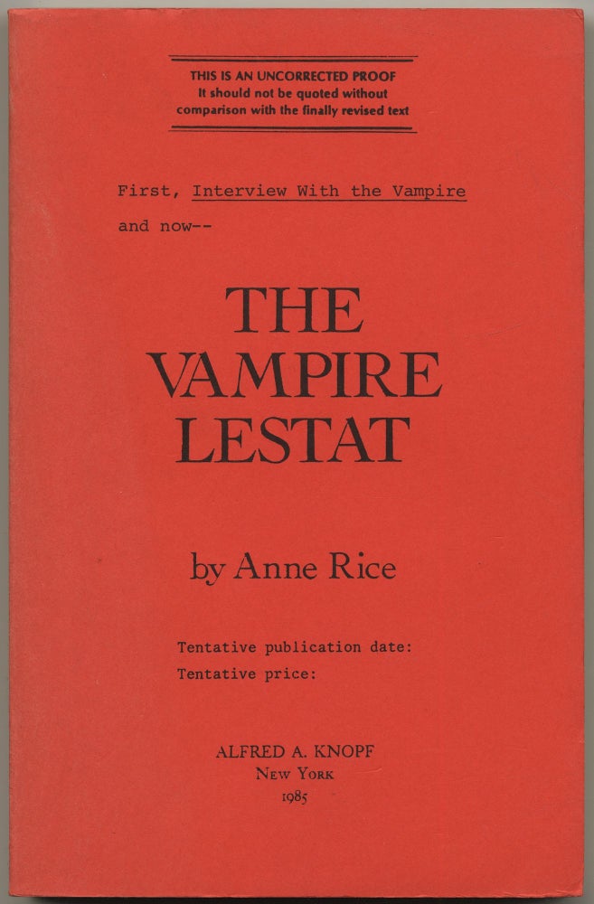 Item #430687 The Vampire Lestat. Anne RICE.