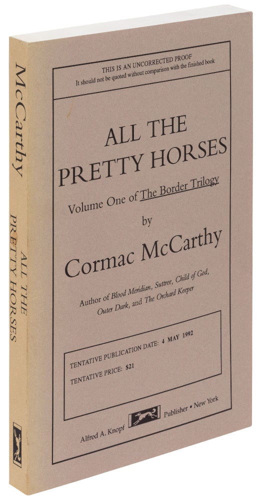 Item #430978 All the Pretty Horses. Cormac McCARTHY.