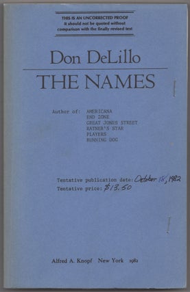 Item #431136 The Names. Don DeLILLO