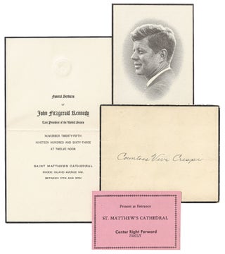 Invitation to the Funeral of John F. Kennedy and Related Material Including a Brief Handwritten Sentiment By Robert F. Kennedy