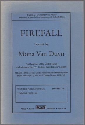 Item #433195 Firefall. Mona VAN DUYN