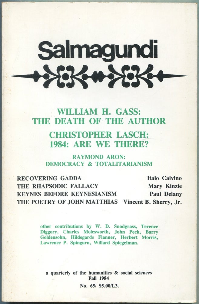 Item #433644 Salmagundi: A Quarterly of the Humanities & Social Sciences: Fall 1984. W. D. SNODGRASS.