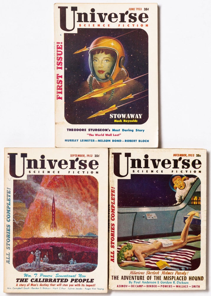 Item #433708 Universe Science Fiction 1-3. Isaac ASIMOV, Poul Anderson, L. Sprague de Camp, Theodore Sturgeon, Robert Bloch.