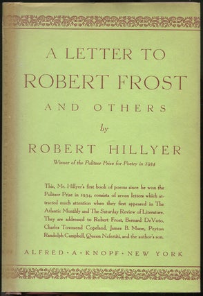 Item #434154 A Letter To Robert Frost and Others. Robert HILLYER