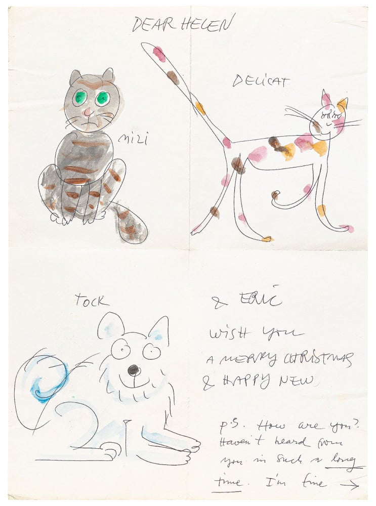 Item #434260 Large Hand Drawn Illustration with Pets. Eric CARLE.