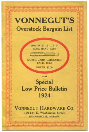 Item #435113 Vonnegut's Overstock Bargain List and Special Low Price Bulletin 1924. Kurt VONNEGUT