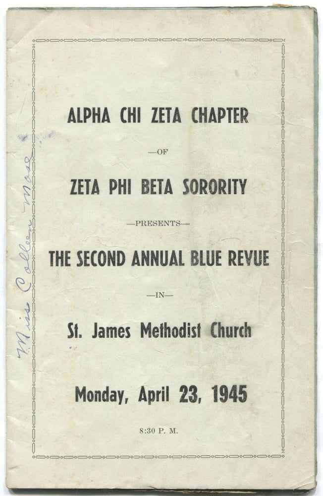 Item #435527 (Program): Alpha Chi Zeta of Zeta Phi Beta Sorority Presents The Second Annual Blue Revue in St. Games Methodist Church... 1945