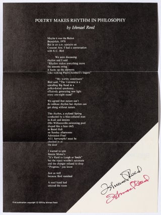 Broadside:) Poetry Makes Rhythm in Philosophy. Christmas Broadside Number Nine. Ishmael REED.
