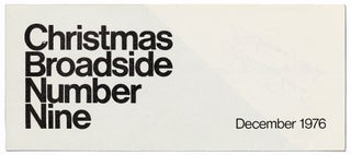 (Broadside:) Poetry Makes Rhythm in Philosophy. Christmas Broadside Number Nine