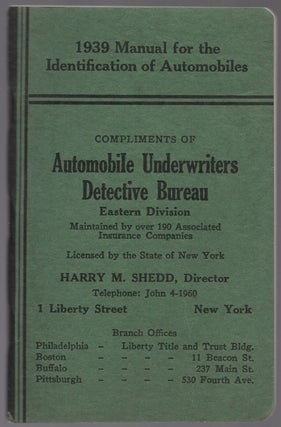 Item #436248 Automobile Identification Manual. Directory of the National Automobile Theft Bureau...