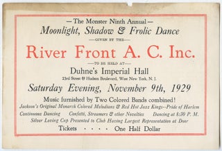 [Handbill]: ex-tra! ex-TRA! EXTRA! Two Colored Bands Combined. NEXT SATURDAY NIGHT! WHOOPEE!! [verso]: The Monster Ninth Annual Moonlight , Shadow & Frolic Dance... Music furnished by Two Colored Bands Combined! Jackson's Original Monarch Colored Melodians & Red Hot Jazz Kings—Pride of Harlem